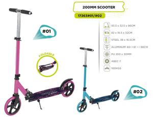 Trottinette sportive en aluminium pour adultes, design pliable, hauteur réglable, roulements ABEC-7, charge maximale 100 kg, grandes roues en PU de 200 mm - Product Image 3