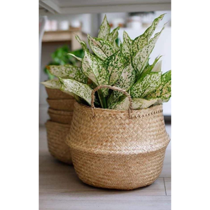 Panier de rangement en jonc de mer fait à la main écologique couleur personnalisée multifonction bonne qualité poignées décoration artisanat personnalisé - Product Image 3