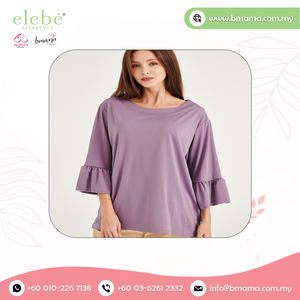 Chemisier décontracté d'été pour femmes de taille personnalisée de qualité supérieure avec manches bouffantes Broderie violette Fourniture en vrac Méthode de tissage non tissé - Product Image 2