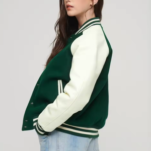 Vestes Lettermen personnalisables de haute qualité pour femmes avec décoration de boutons quantité minimale de commande bas Concevez votre propre veste - Product Image 3