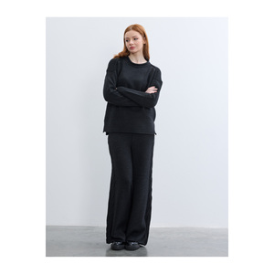 Pantalones de Cintura Alta y Pierna Ancha con Detalle Trenzado y Característica Antipilling para Mujer - Product Image 3
