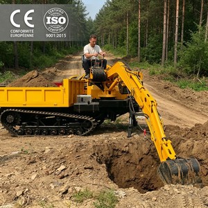 Dumper de orugas de 8 toneladas con brazo excavador, orugas de goma, volquete hidráulico para minería y plantaciones de aceite de palma - Product Image 1