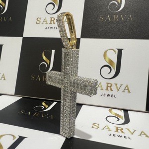 14k Solid White Gold <b>Cross</b> Religious Charms Hip Hop Fine Jewelry 925 Silver VVS Diamond Iced CVD Diamond <b>Men</b> - Product Image 5