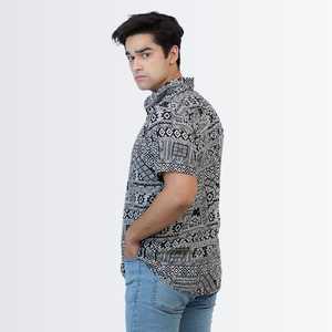 Men's <b>Black</b> Ikat Printed <b>Shirt</b> - Product Image 1