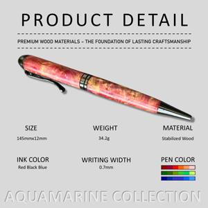 Stylo à bille de luxe fait main de haute qualité 0,7 mm en bois d'aquamarine stabilisé, collection de stylos signature, stylos promotionnels HHPEN - Product Image 2