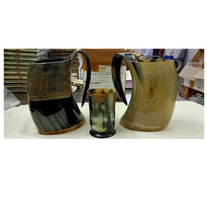 Drinking <b>tankard</b> carved from genuine horn mugs Natural horn <b>tankard</b> with <b>wood</b> base mugs available - Product Image 4