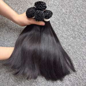 Vente en gros d'extensions de cheveux à la kératine brute droite vietnamienne naturelle 100% cuticules alignés paquets de pouces complets haute cheveux humains - Product Image 1