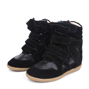 Stivaletti da Donna con <span class=keywords><strong>Zeppa</strong></span> in Pelle Scamosciata, Chiusura a Strappo, Scarpe da Trekking con Plateau e Aumento di Altezza - Product Image 4