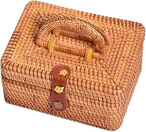 Panier de rangement en rotin fait main, écologique, multi-usages, pour bijoux, collations, léger, durable, couleur naturelle, tailles S/M/L - Product Image 1