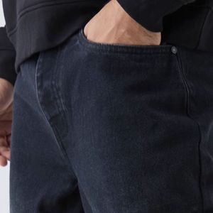 Jeans en denim bleu foncé personnalisés pour hommes, pantalon décontracté tendance, coupe droite extensible, design ample pour l'automne/hiver - Product Image 4