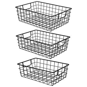 Creative Quality <b>Large</b> Black Wire <b>Basket</b> With Metal Handles Bathroom Organization For Household <b>Storage</b> <b>Basket</b> At Factory Price - Product Image 1
