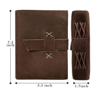 Carnet de croquis vintage fait main Al-Amir en cuir, reliure thermique, papier à bords festonnés, 120 feuilles - Unique