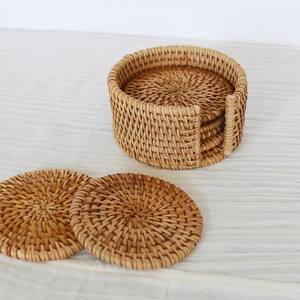 Support créatif design unique fait à la main herbe de mer naturelle sous-verres en osier tapis de Table décoratifs mariage herbe de mer Table en osier - Product Image 5