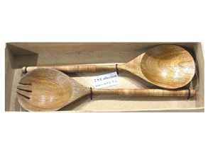 Cuillère et fourchette de service à salade en bois de luxe moderne fait à la main de couleur noire pour le service de cuisine à domicile - Product Image 4