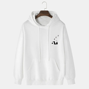 เสื้อมีฮู้ดแบบสวมหัวผ้าคอตตอน100% แห้งเร็วระบายอากาศเข้ารูปผ้าฟลีซสำหรับฤดูหนาวพิมพ์ลายจอสีทึบ XS XL - Product Image 6