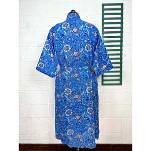 Boho Cotton <b>Kimono</b> Hand-Printed Floral Butterfly Pattern Lightweight Indian House Robe for <b>Beach</b> Vacation ODM Supply - Product Image 5