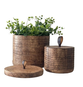 Boîte ronde en bois avec couvercle, organisateur d'épices, récipient de rangement, boîte en bois multifonctionnelle pour la cuisine - Product Image 4