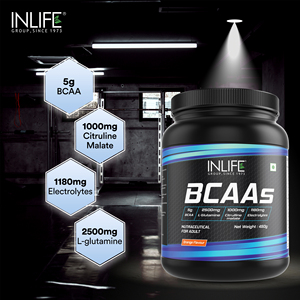 Suplemento de vitamina BCAA de 450g de alta calidad, polvo instantáneo con sabor a naranja, dosificación de 7g, aumento rápido de la fuerza muscular para hombres - Product Image 5