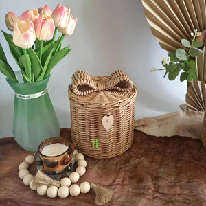 Encantador Juego de 2 cestos de regalo de bambú, caja de regalo de Navidad de ratán, cesta redonda, organizador de joyas, tamaño personalizado de la fábrica de Vietnam - Product Image 4