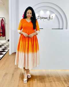 Robe midi évasée en rayonne teinte ombrée Unity Luxure Premium pour femme, avec taille naturelle, col en V, tissu doux et respirant, idéale pour l'été - Product Image 6