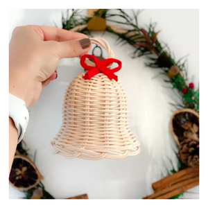 2024 mejor opción nuevo último diseño decoración de Navidad campana colgante de ratán campana de mimbre para decoración de árbol de Navidad de Vietnam - Product Image 3