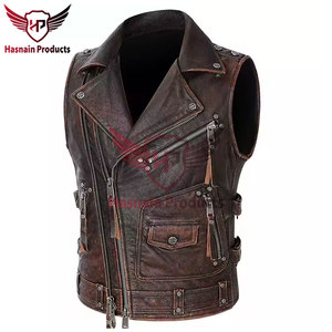 Venta al por mayor a prueba de viento estilo Premium cuero genuino motocicleta chaleco para mujeres-fábrica OEM, chaleco de motorista de alta calidad - Product Image 3