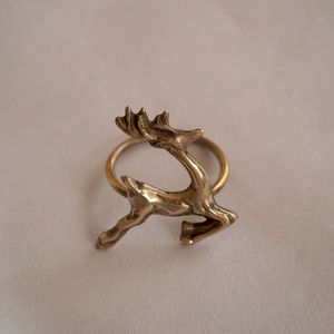 Minimal Elegant <b>Metal</b> Reindeer Napkin <b>Ring</b> <b>Crafted</b> <b>For</b> Clean Sophisticated Seasonal Dining Table Appearance - Product Image 1