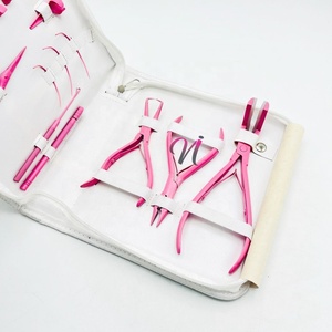 Kit de herramientas de extensión de cabello de acero inoxidable sólido personalizado profesional que Incluye alicates de cinta gancho bucle C agujas tijera Nomex - Product Image 5