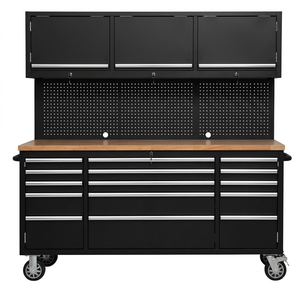 Carrello Portautensili Nero Resistente, Armadio Portautensili in Acciaio per Officina, <span class=keywords><strong>Banco</strong></span> da <span class=keywords><strong>Lavoro</strong></span> Antideformazione Ignifugo con Cassetto Portaoggetti - Product Image 2