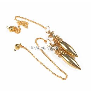 Venta al por mayor de péndulos de metal de latón, diseño en espiral dorado grande, técnica de piedras preciosas talladas a mano, producto de proveedor de alta calidad - Product Image 2