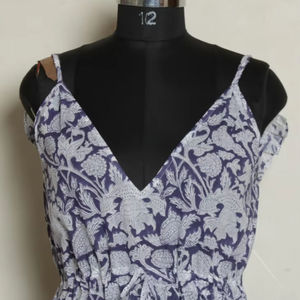 Vestido Maxi sin mangas con estampado de bloque de mano para mujer, estilo informal bohemio, hecho a mano, tela de algodón indio, vestido largo natural - Product Image 1