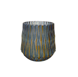 Pot de bougie votif en verre de conception unique de texture de feuille de laiton pour la décoration d'hôtel de festival et à la maison personnalisée en gros en vrac - Product Image 1