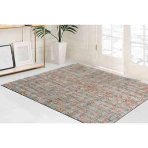 Tapis imprimé au design vintage - Motif turc, tapis orange pour porte d'entrée, tapis en velours de luxe - Product Image 1