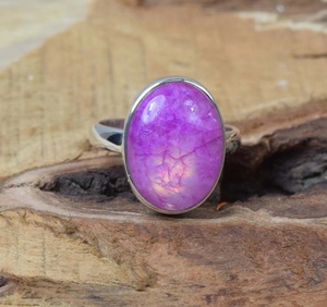 แหวนพลอยมูนสโตนสีชมพู925สเตอร์ลิงอัญมณีธรรมชาติทำด้วยมือของขวัญที่สวยงามเครื่องประดับรัก - Product Image 2