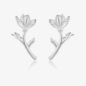 ต่างหูเม็ดเดี่ยวลายดอกไม้แมกโนเลียขนาดใหญ่สไตล์มินิมอลลิสต์10K แข็งทองทันสมัยของขวัญเครื่องประดับสำหรับเป็นของขวัญวันครบรอบปีของเธอ - Product Image 3