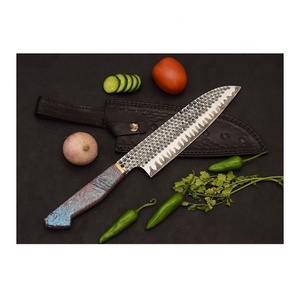Cuchillo de Chef de acero Sanmei hecho a mano personalizado con mango de hoja de resina y Funda de cuero fino Chef Life Damasco cuchillo Chef Skills - Product Image 2
