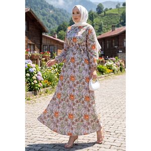 Vestido con Cinturón y Estampado Floral, Verde, Tallas XS a XL, Alta Calidad, Transpirable, Informal, para el Día a Día o Vacaciones, Ropa ODM, Decoración con Borlas - Product Image 1