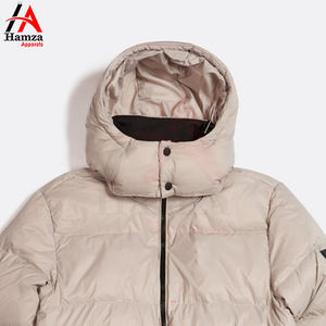 Chaqueta acolchada Beige para hombre, cálida, con capucha, aislada, con cremallera, a prueba de viento, ligera, con bolsillos con cremallera, chaqueta acolchada - Product Image 6