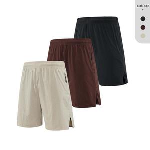 Pantalones cortos de gimnasio de algodón antiencogimiento con logotipo personalizado OEM, pantalones cortos de playa ajustados con bolsillos laterales grises para hombre - Product Image 5