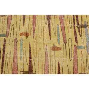 Alfombra Vintage Grande de 6.4x8.8 pies, Alfombra Turca, Alfombra de Lana a Rayas Amarillo Marrón - Product Image 5