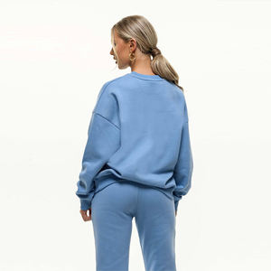 <b>Women</b> Blue Sweatshirt and Jogger Set Casual Plain Crewneck Pullover Long Sleeve Loungewear Matching Two Piece Cozy Outfit - Product Image 4