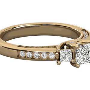 Alliance de mariage en diamant princesse à 3 pierres - Product Image 4