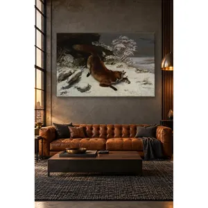 Fida Gustave Courbet - Impression sur toile : Renard attrape sa proie dans la neige - Product Image 4