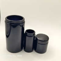 Pot personnalisé de 2oz 3oz 3.5g 4oz 5oz résistant aux enfants noir mat UV emballage de fleurs pot en verre avec couvercle à vis en plastique noir