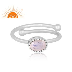 Anillo apilable de piedras preciosas de luna de arco iris Natural de plata de ley fina superventas, fabricante de joyería personalizada - Product Image 4