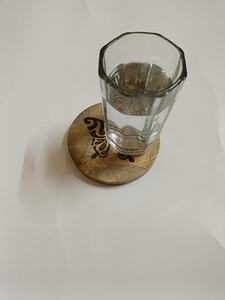 Plateau en bambou moderne et simple avec poignée, boîte de rangement et sous-verre, décoratif style ferme, gravé, écologique, rond - Product Image 4