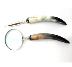 Loupe en corne antique avec manche en corne pour lire des livres papier d'actualité loupe vintage haute main prix de vente entier - Product Image 1