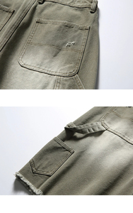 กางเกงขาสั้นผ้ายีนส์ผู้ชายขาตรงเอวยางยืด, กางเกงขาสั้นผ้าเดนิมสีฟ้าอ่อนใส่สบาย - Product Image 6