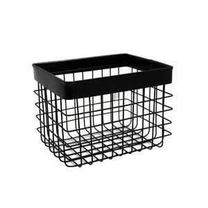 Paniers de fruits en fer décoratifs pour la maison avec poignée forme ronde grand panier de rangement de table fini noir mat - Product Image 6