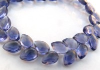 Perles de grenat facettées en verre hydrofuge naturel bleu de haute qualité, 10x7mm, brin de 7,5 pouces, pierres précieuses en vrac percées en diagonale